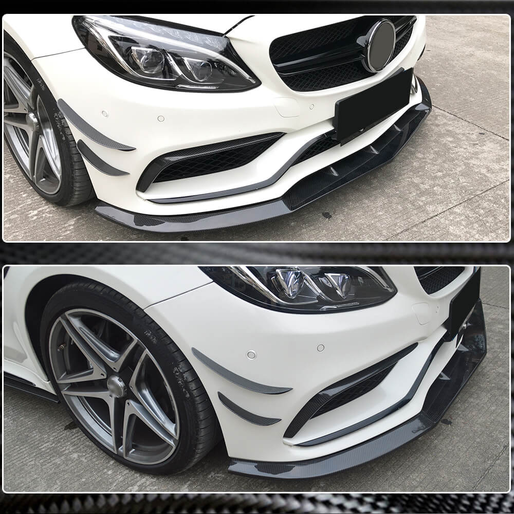 Mercedes Benz W205 C63 (S) AMG Pre-facelift 2015-2019 Front Bumper Lip Carbon Fiber-Ahacarbon
