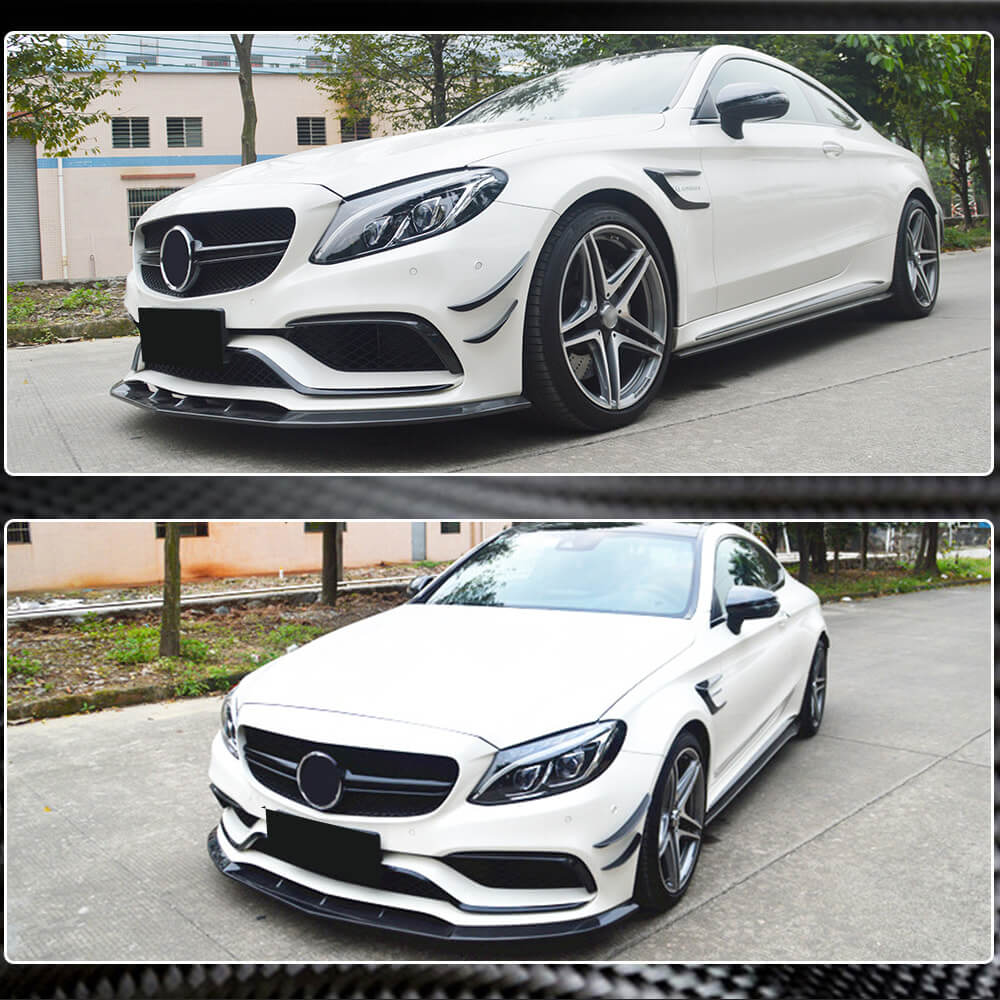 Mercedes Benz W205 C63 (S) AMG Pre-facelift 2015-2019 Front Bumper Lip Carbon Fiber-Ahacarbon