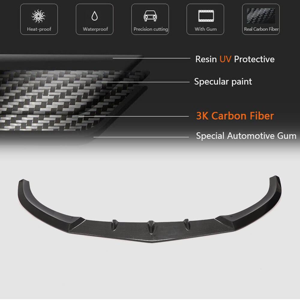 Mercedes Benz W205 C63 (S) AMG Pre-facelift 2015-2019 Front Bumper Lip Carbon Fiber-Ahacarbon