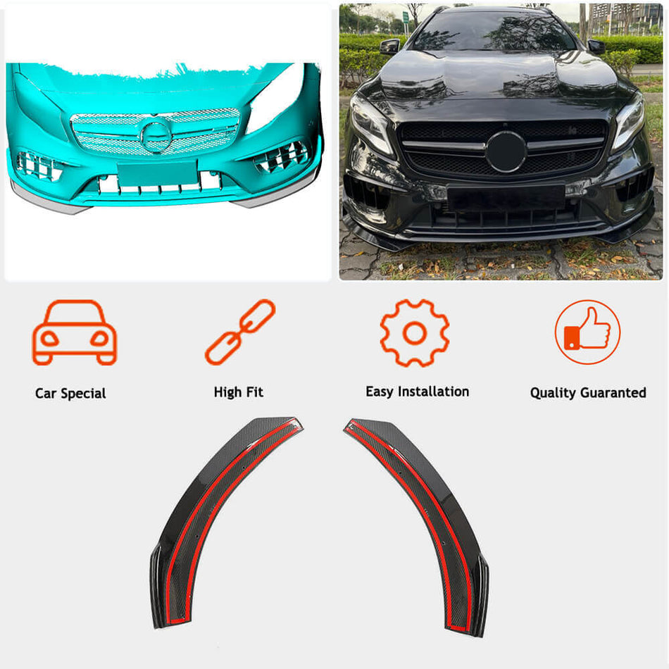 Mercedes Benz GLA Class X156 GLA45 AMG 2017-2020 Front Bumper Splitters Carbon Fiber-Ahacarbon