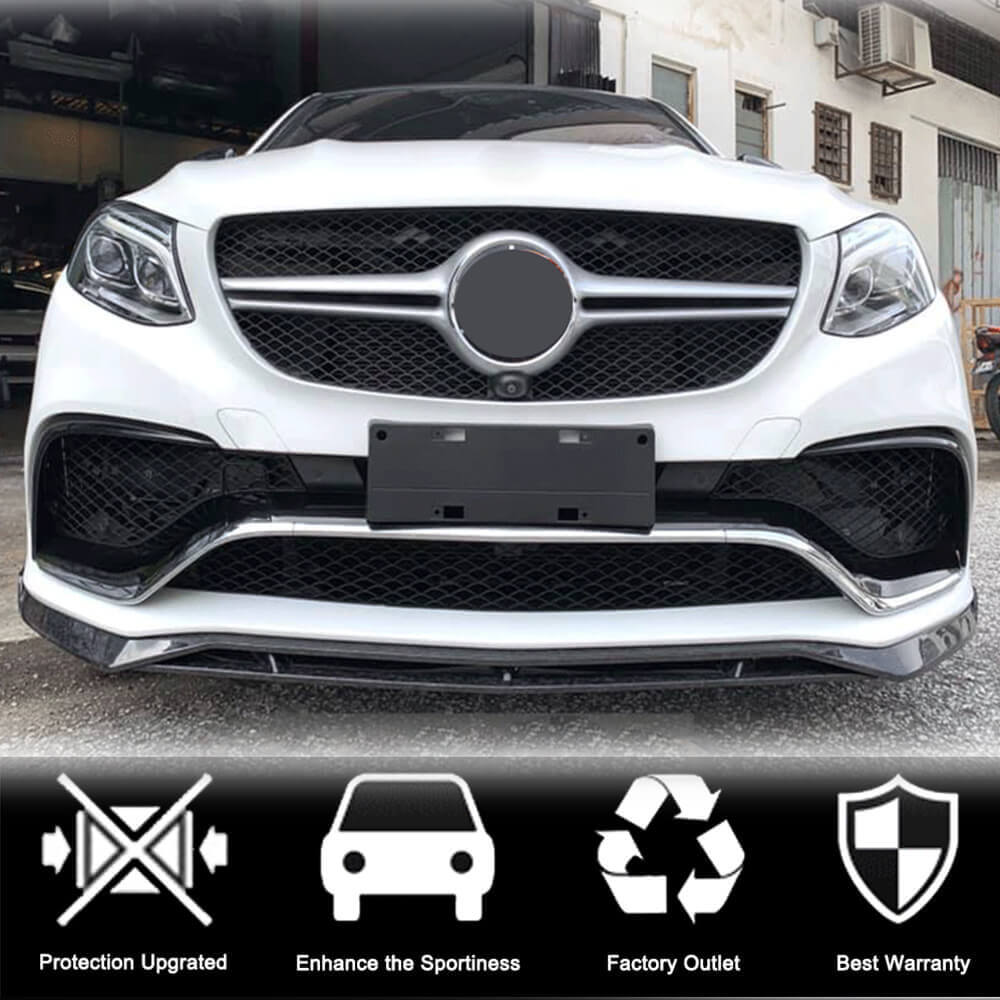 Mercedes Benz GLE Class C292 GLE63 AMG 2015-2019 Front Bumper Lip Carbon Fiber-Ahacarbon