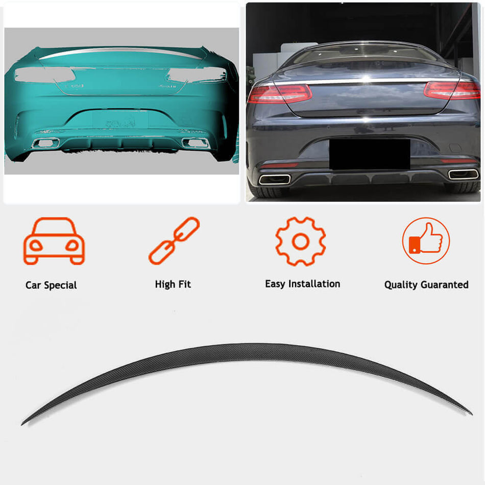 Mercedes Benz S Class W217 C217 S63 S65 AMG Coupe 2015-2020 Rear Trunk Spoiler Carbon Fiber-Ahacarbon