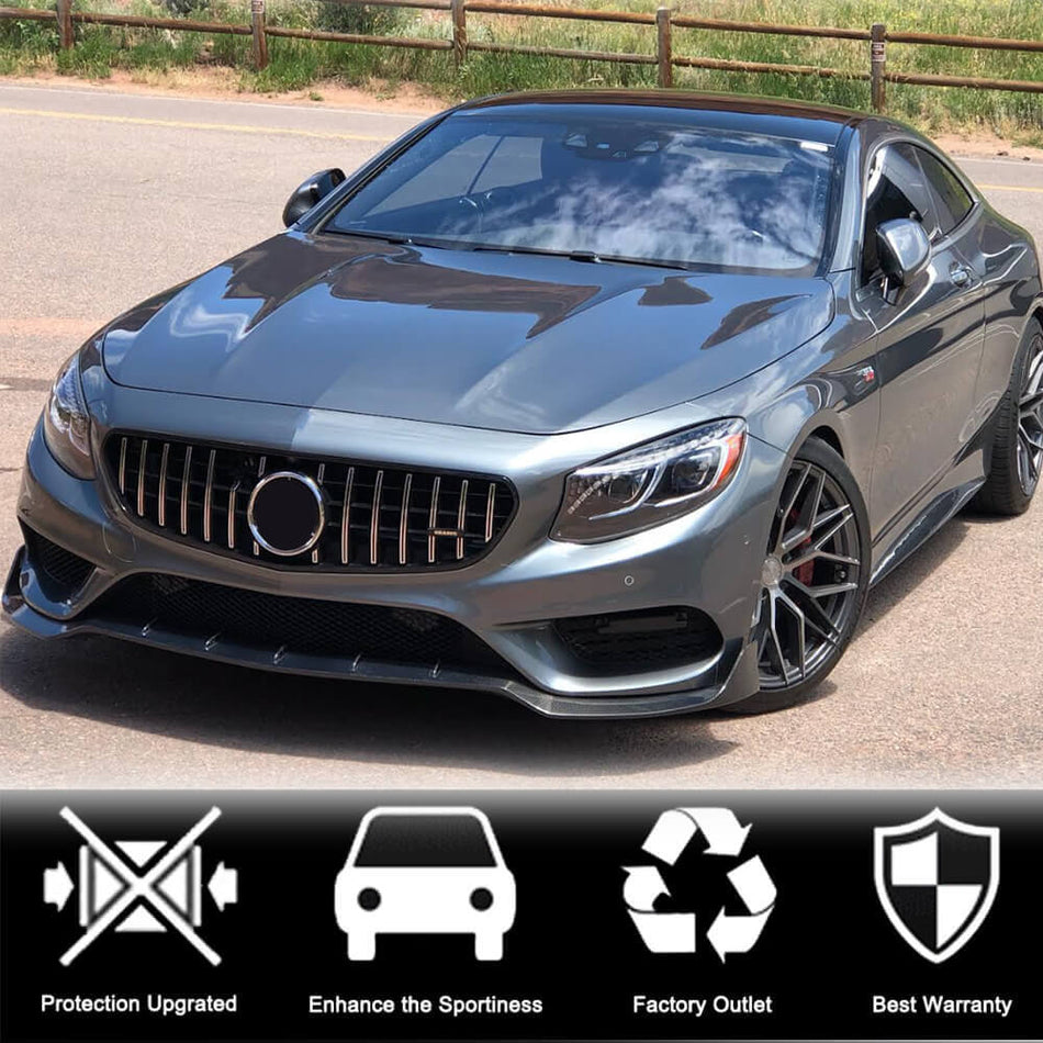 Mercedes Benz S Class (W217) C217 S500 S550 Sport Pre-facelift 2014-2017 Front Bumper Lip Carbon Fiber-Ahacarbon