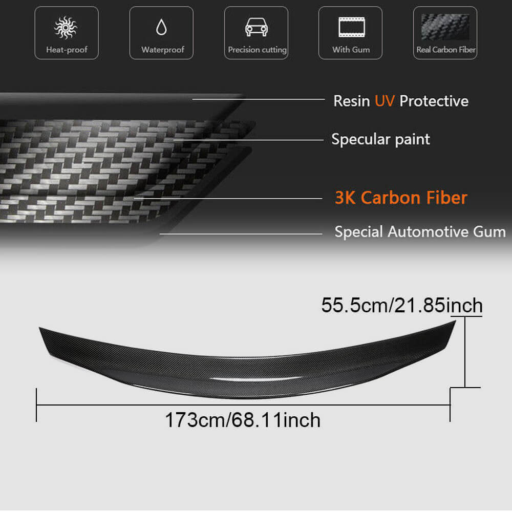 Mercedes Benz S Class W221 2008-2013 Rear Trunk Spoiler Carbon Fiber-Ahacarbon