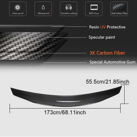 Mercedes Benz S Class W221 2008-2013 Rear Trunk Spoiler Carbon Fiber-Ahacarbon