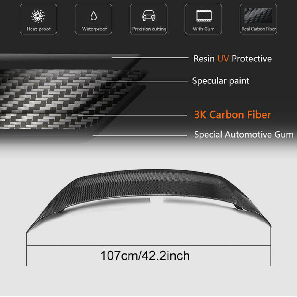 Mercedes Benz Smart Fortwo 2016-2019 Rear Roof Spoiler Carbon Fiber-Ahacarbon