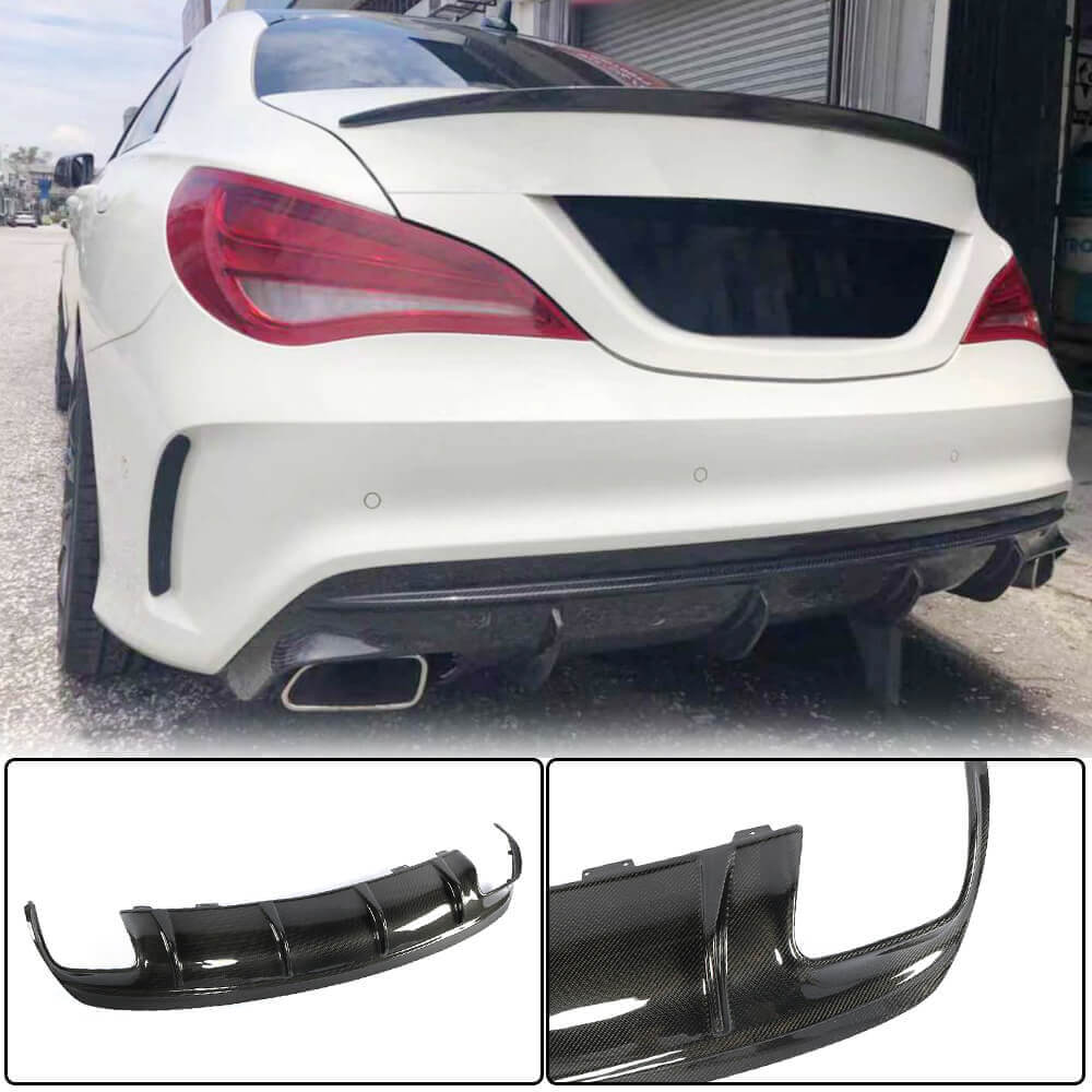 Mercedes Benz CLA Class (W117) C117 Sport CLA45 AMG Facelift 2017-2019 Rear Bumper Diffuser Carbon Fiber-Ahacarbon