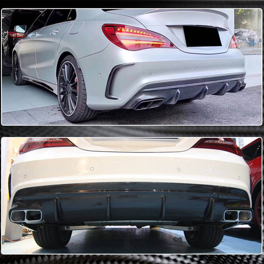 Mercedes Benz CLA Class (W117) C117 Sport CLA45 AMG Facelift 2017-2019 Rear Bumper Diffuser Carbon Fiber-Ahacarbon