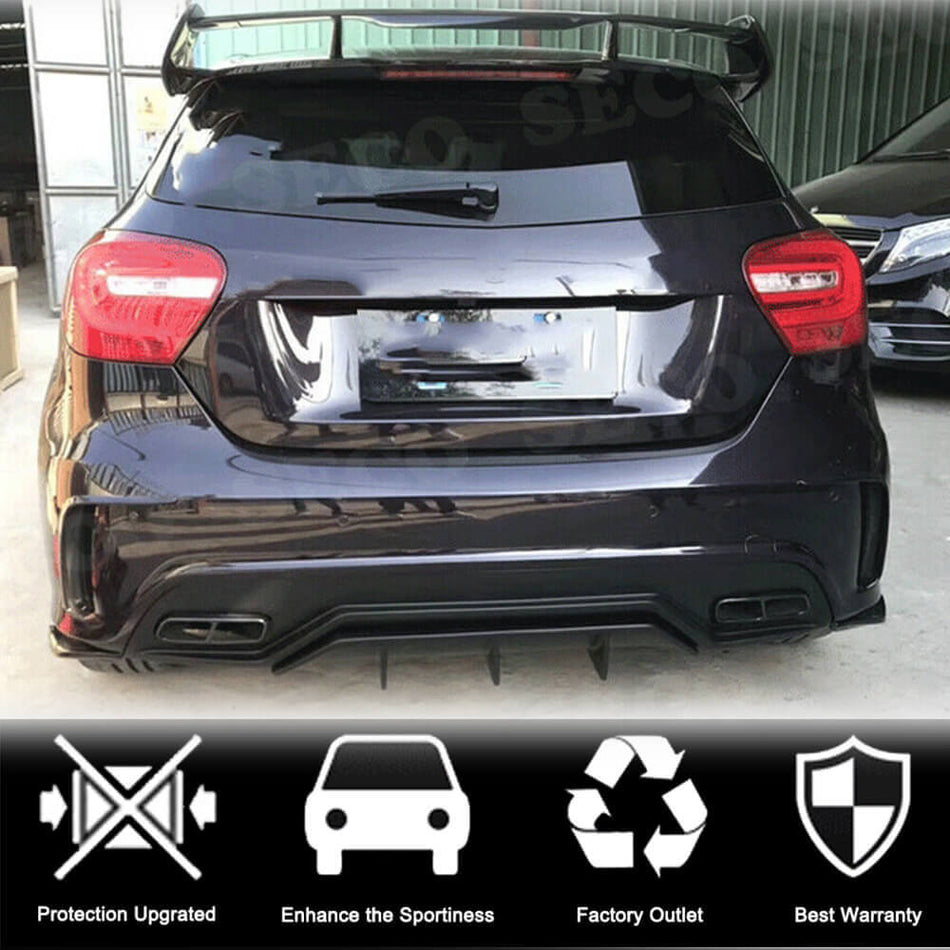 Mercedes Benz W176 Sport A45 Hatchback 2013-2018 Rear Bumper Splitters Carbon Fiber-Ahacarbon