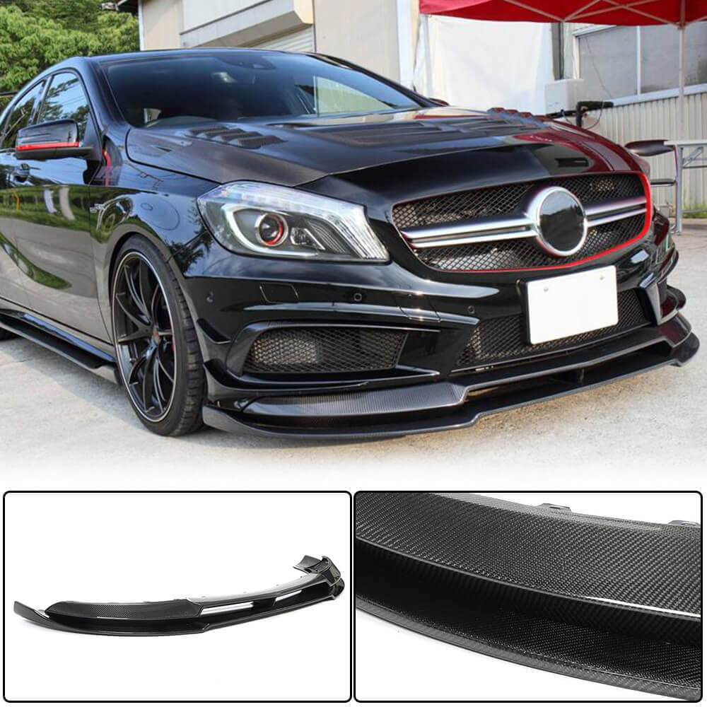 Mercedes Benz A Class W176 Sport A45 AMG Pre-facelift 2013-2015 Front Bumper Lip Carbon Fiber-Ahacarbon