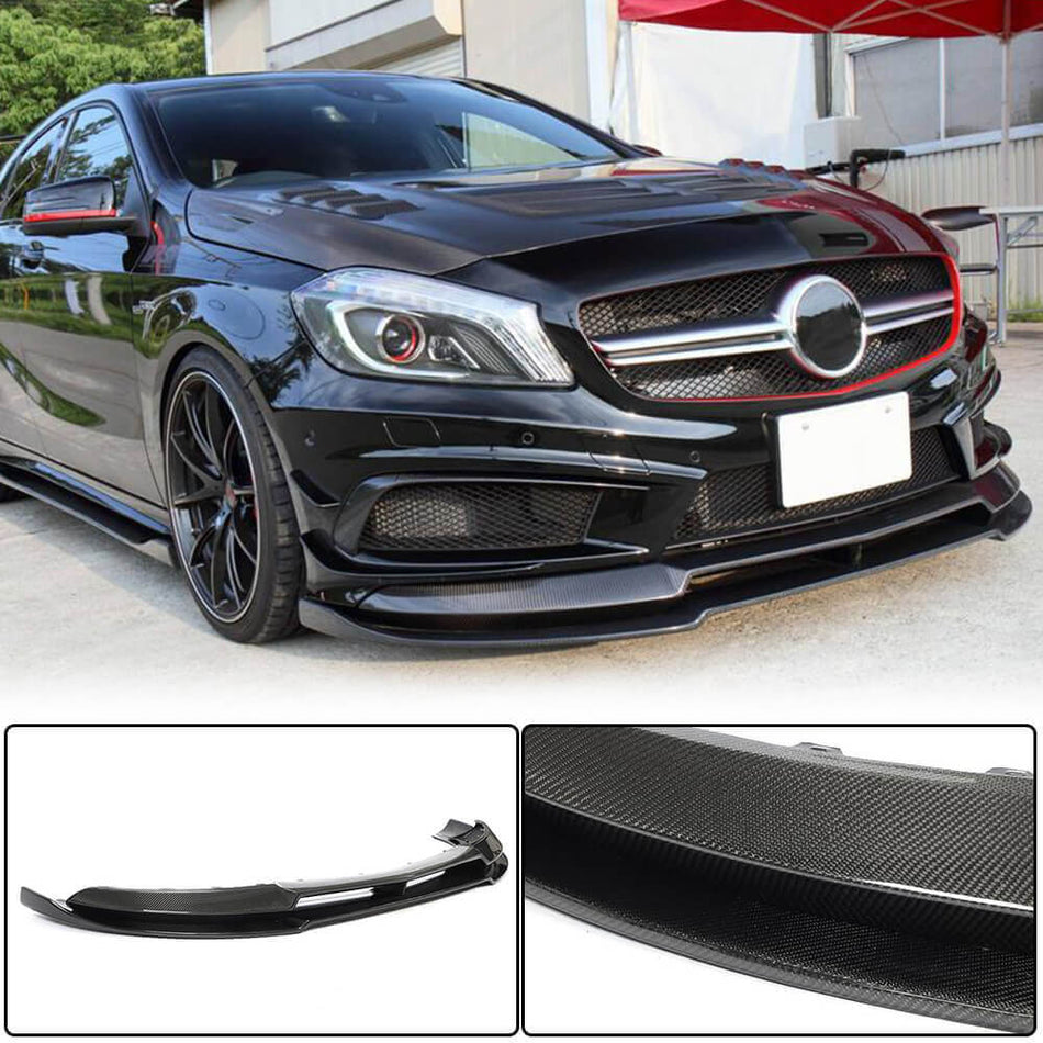 Mercedes Benz A Class W176 Sport A45 AMG Pre-facelift 2013-2015 Front Bumper Lip Carbon Fiber-Ahacarbon