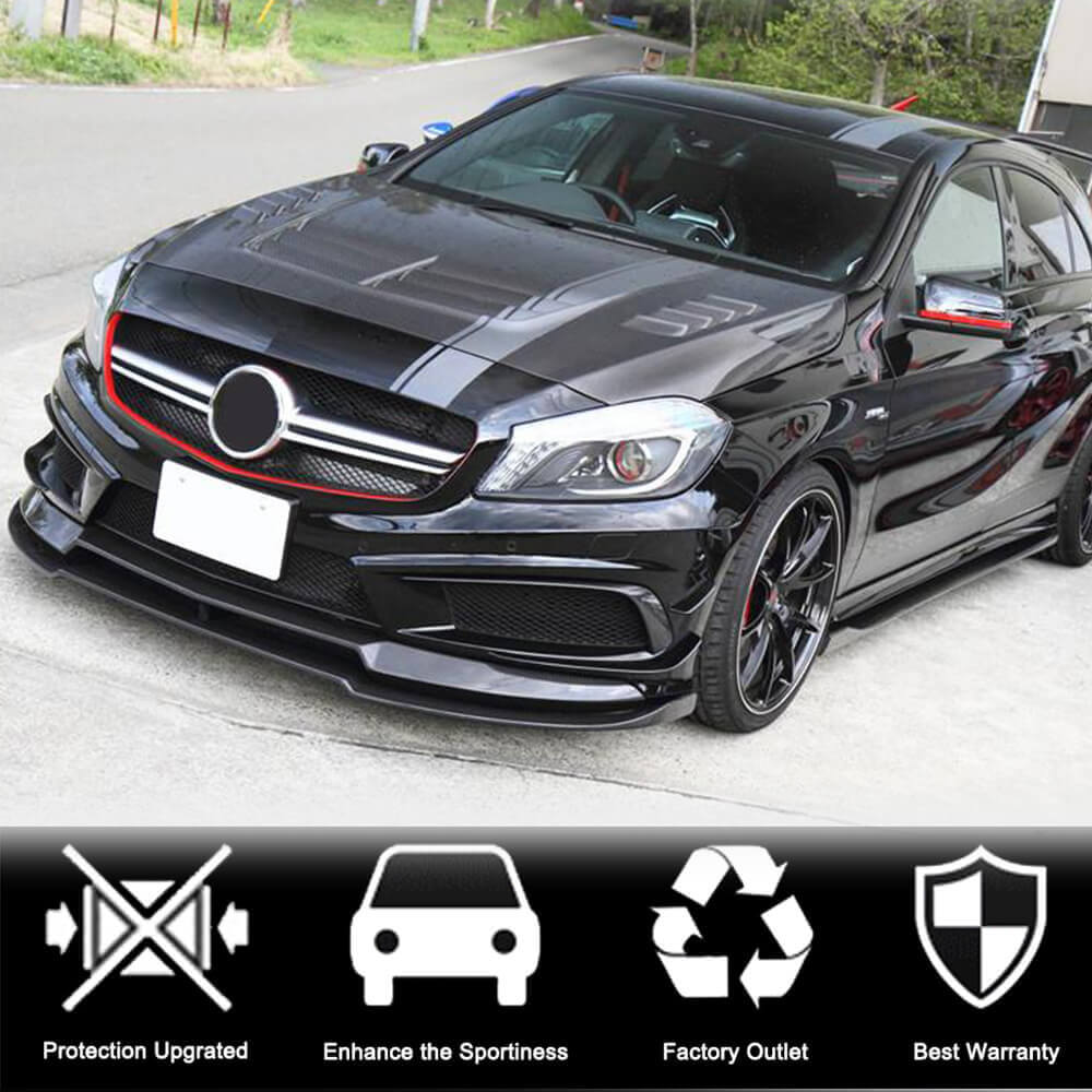 Mercedes Benz A Class W176 Sport A45 AMG Pre-facelift 2013-2015 Front Bumper Lip Carbon Fiber-Ahacarbon