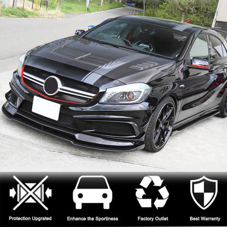 Mercedes Benz A Class W176 Sport A45 AMG Pre-facelift 2013-2015 Front Bumper Lip Carbon Fiber-Ahacarbon