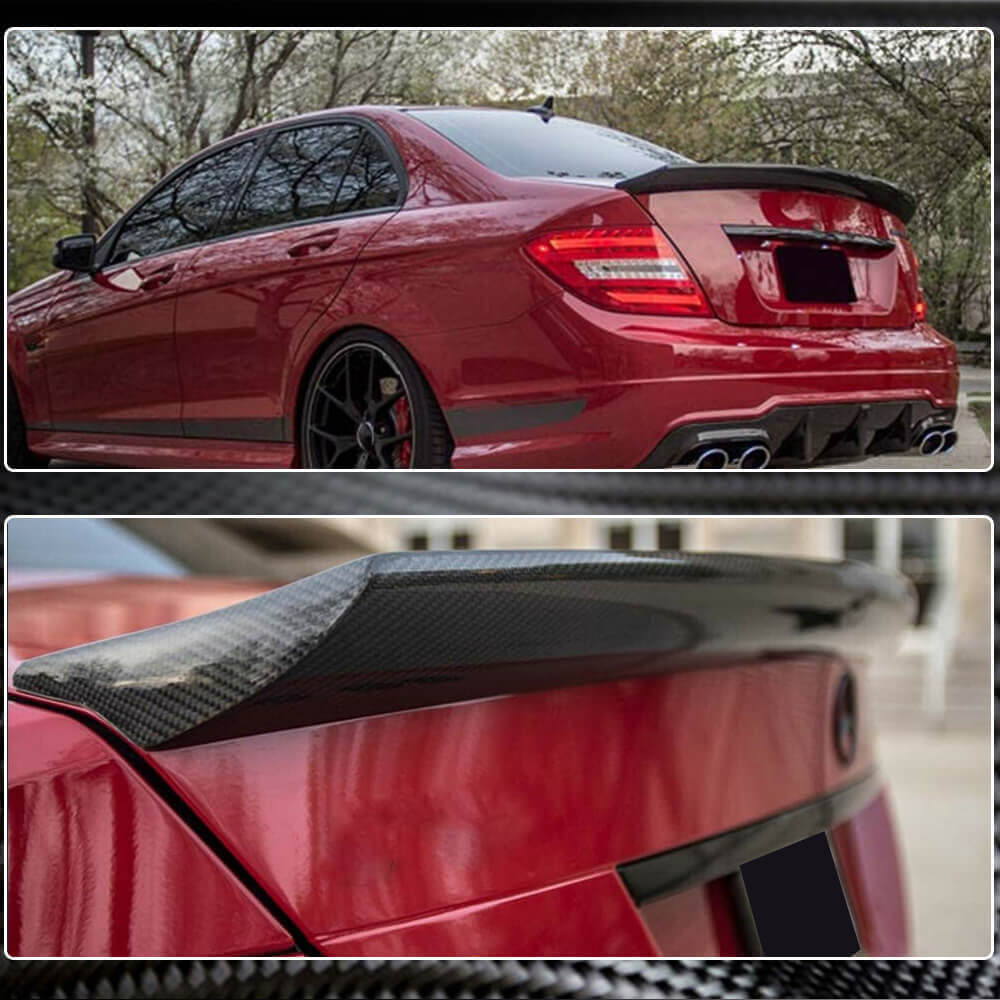 Mercedes Benz C Class W204 C250 C300 C63 AMG Sedan 2007-2015 Rear Trunk Spoiler Carbon Fiber-Ahacarbon