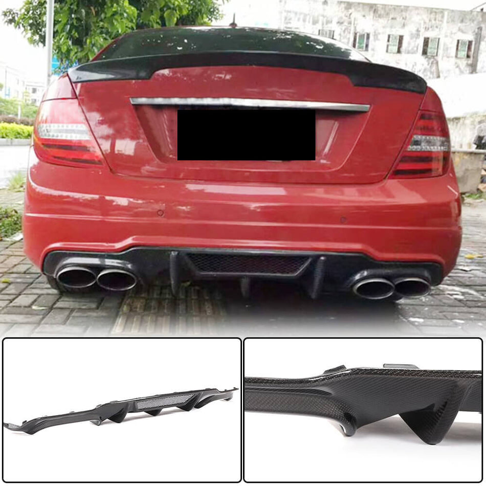 Mercedes Benz W204 C204 C63 AMG Facelift 2012-2014 Rear Bumper Diffuser Carbon Fiber-Ahacarbon