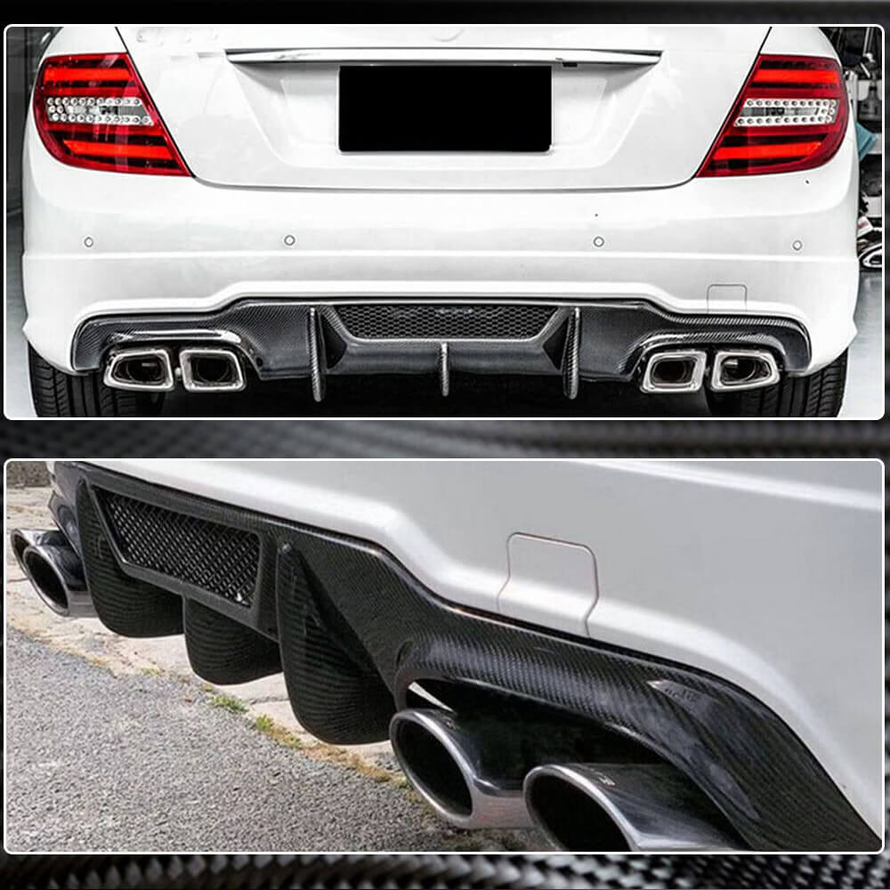 Mercedes Benz W204 C204 C63 AMG Facelift 2012-2014 Rear Bumper Diffuser Carbon Fiber-Ahacarbon