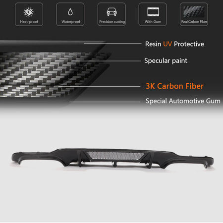 Mercedes Benz W204 C204 C63 AMG Facelift 2012-2014 Rear Bumper Diffuser Carbon Fiber-Ahacarbon