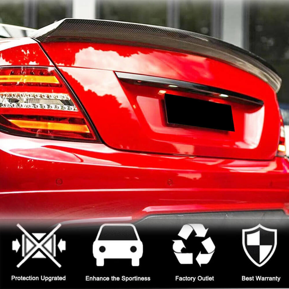 Mercedes Benz W204 C204 Coupe 2008-2014 Rear Trunk Spoiler Carbon Fiber-Ahacarbon