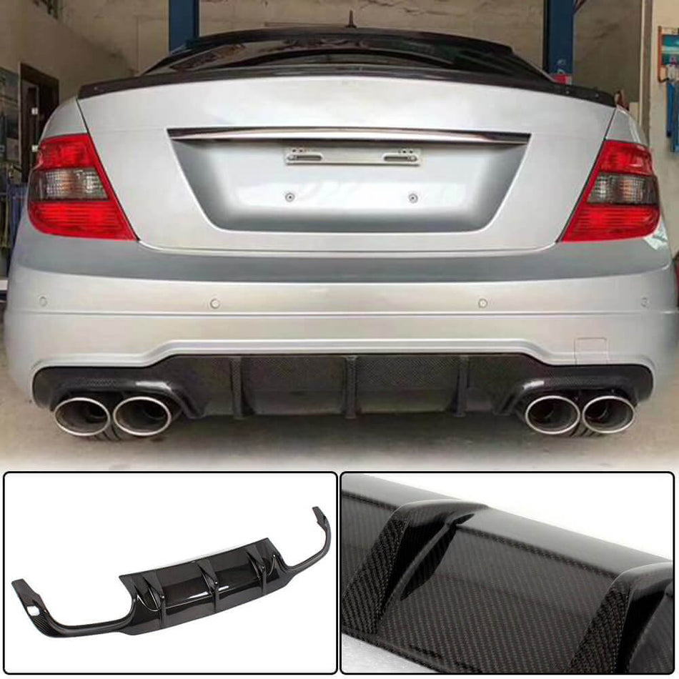 Mercedes Benz W204 C204 C300 Sport C63 AMG Facelift 2012-2014 Rear Bumper Diffuser Carbon Fiber-Ahacarbon