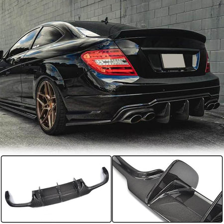 Mercedes Benz W204 C204 C300 Sport C63 AMG Facelift 2012-2014 Rear Bumper Diffuser Carbon Fiber Lip-Ahacarbon