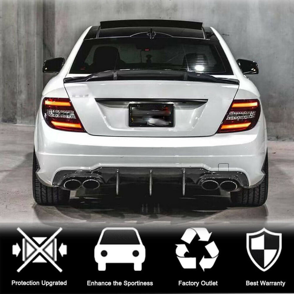 Mercedes Benz W204 C204 C300 Sport C63 AMG Facelift 2012-2014 Rear Bumper Diffuser Carbon Fiber Lip-Ahacarbon