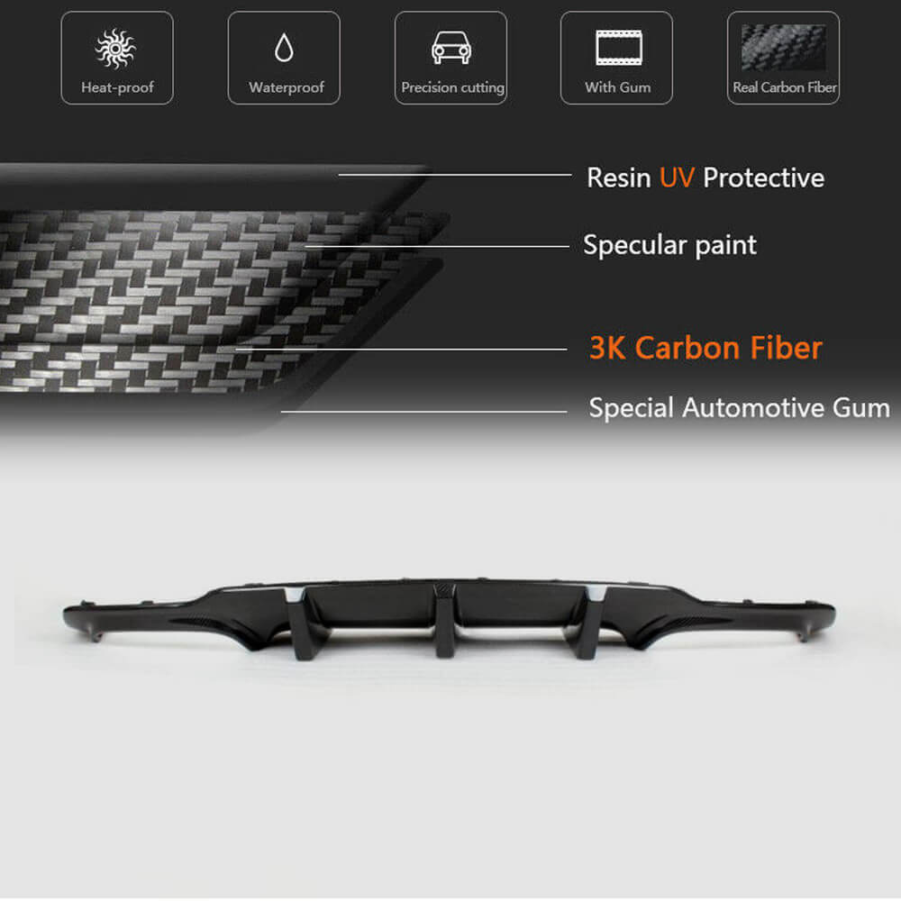 Mercedes Benz W204 C204 C300 Sport C63 AMG Facelift 2012-2015 Rear Bumper Diffuser Carbon Fiber-Ahacarbon