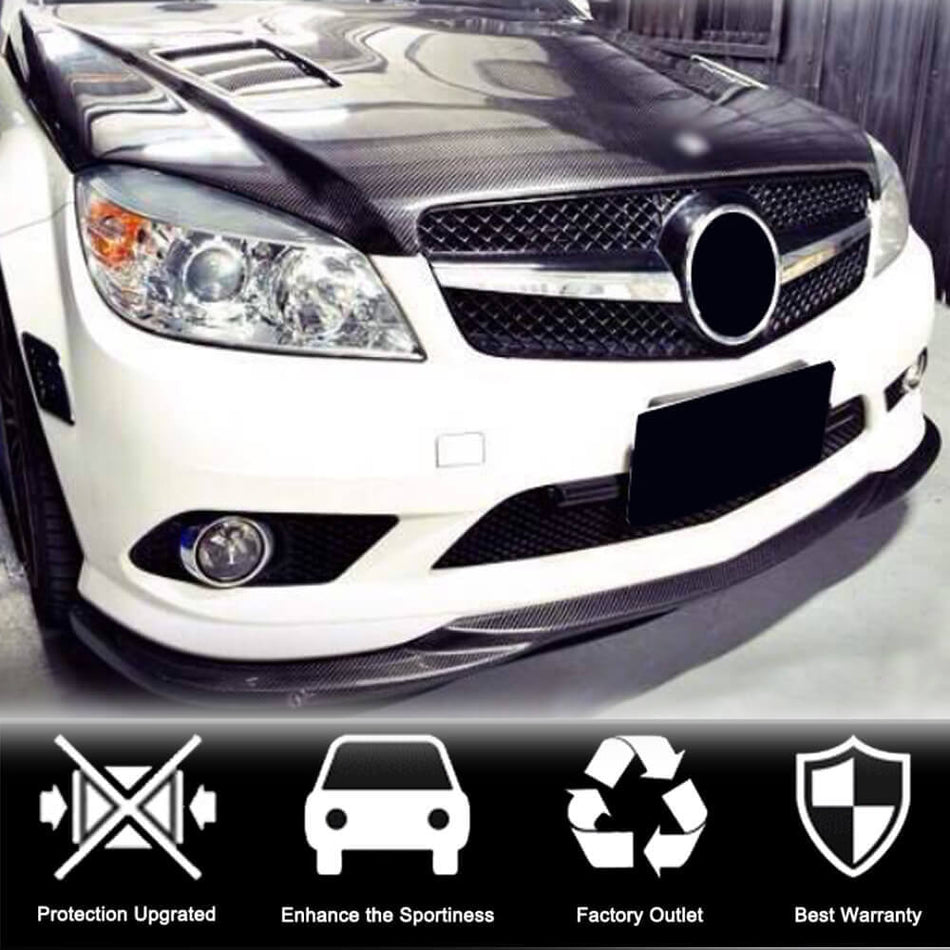 Mercedes Benz W204 C300 Sport Pre-facelift 2008-2011 Front Bumper Lip Carbon Fiber-Ahacarbon