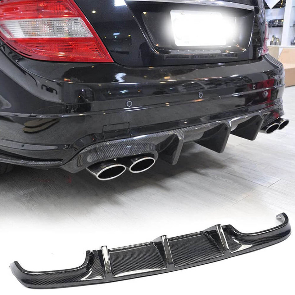 Mercedes Benz W204 C63 AMG Pre-facelift 2008-2011 Rear Bumper Diffuser Carbon Fiber-Ahacarbon