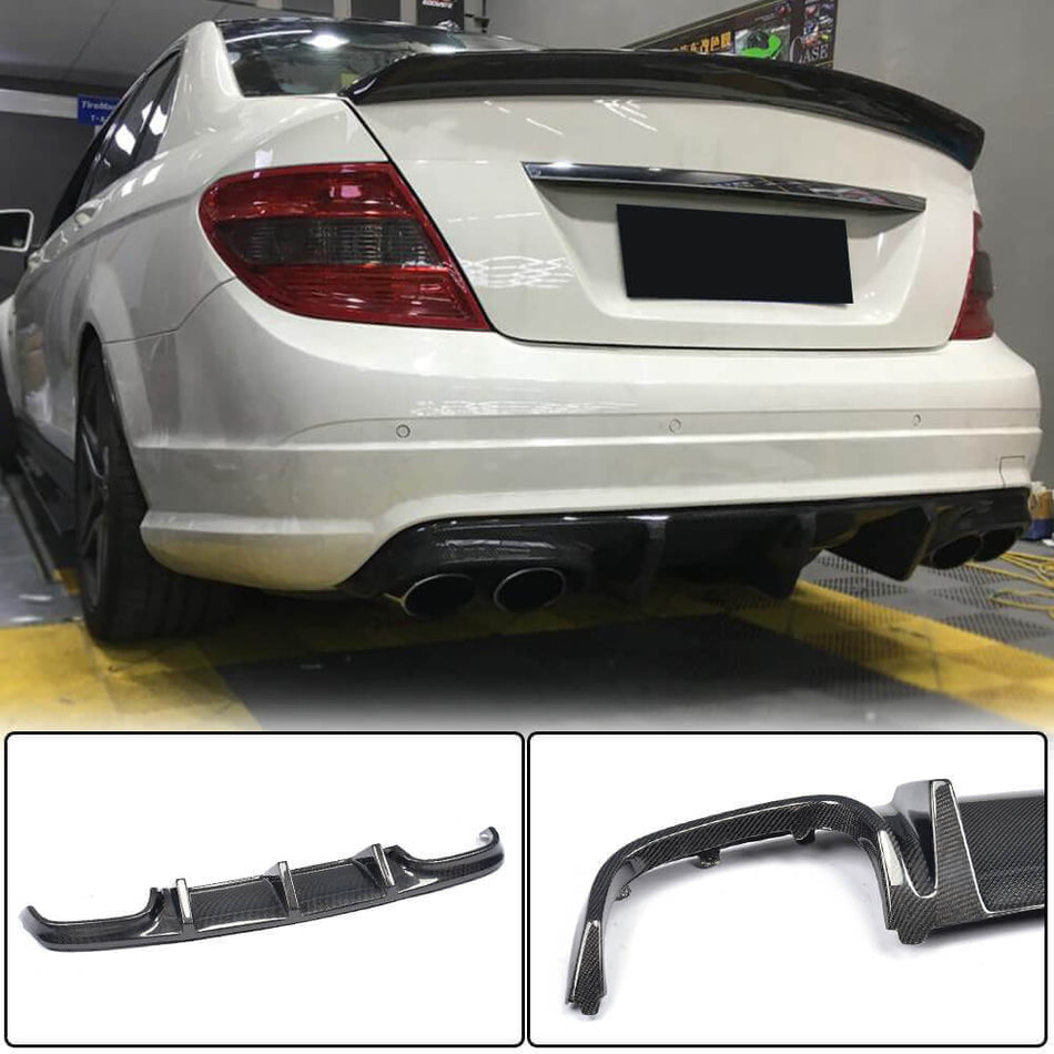 Mercedes Benz W204 C63 AMG Pre-facelift 2008-2011 Rear Bumper Diffuser Carbon Fiber-Ahacarbon