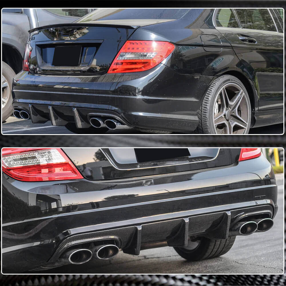 Mercedes Benz W204 C63 AMG Pre-facelift 2008-2011 Rear Bumper Diffuser Carbon Fiber-Ahacarbon