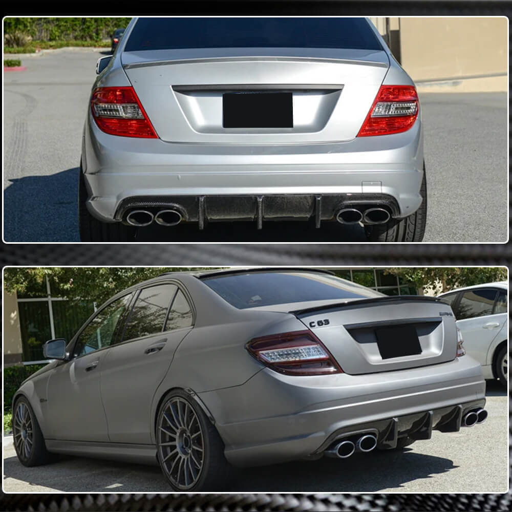 Mercedes Benz W204 C63 AMG Pre-facelift 2008-2011 Rear Bumper Diffuser Carbon Fiber-Ahacarbon