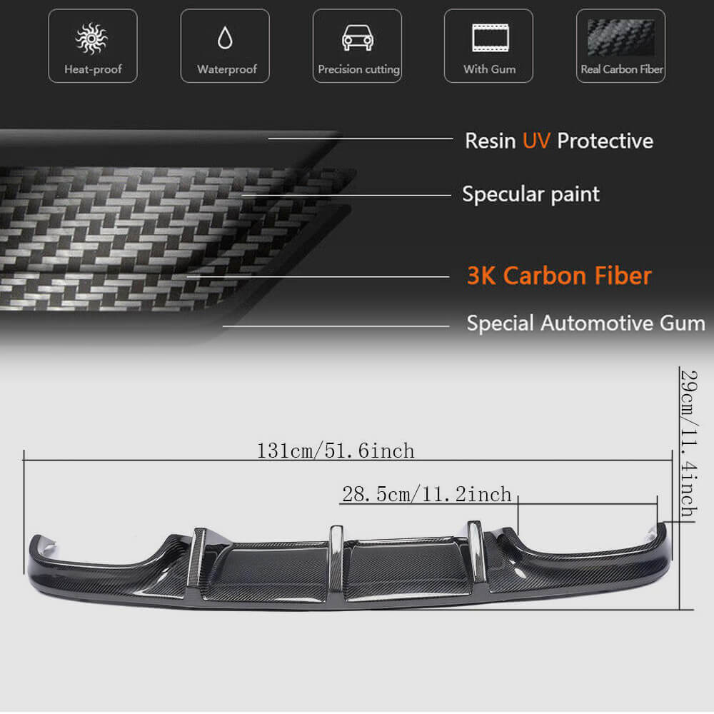 Mercedes Benz W204 C63 AMG Pre-facelift 2008-2011 Rear Bumper Diffuser Carbon Fiber-Ahacarbon