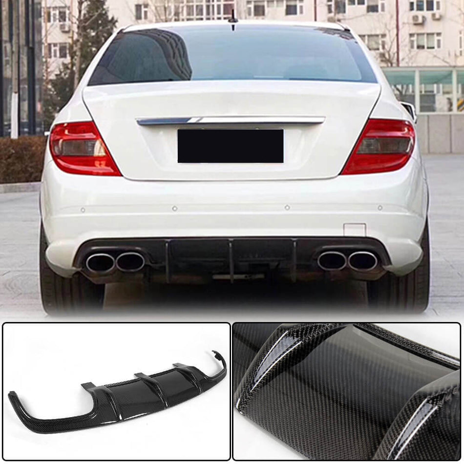 Mercedes Benz W204 C63 AMG Pre-facelift 2008-2011 Rear Bumper Diffuser Carbon Fiber-Ahacarbon