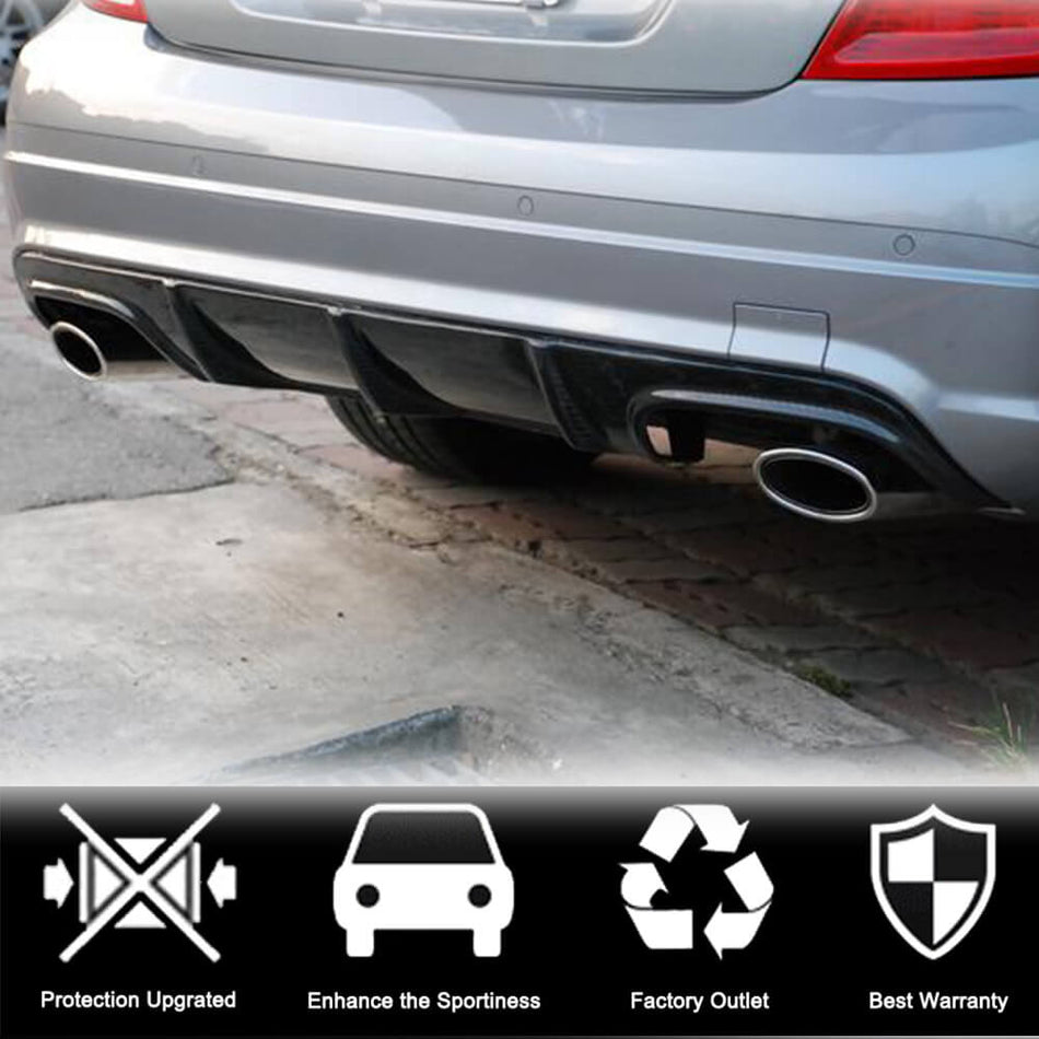Mercedes Benz W204 C63 AMG Pre-facelift 2008-2011 Rear Bumper Diffuser Carbon Fiber-Ahacarbon