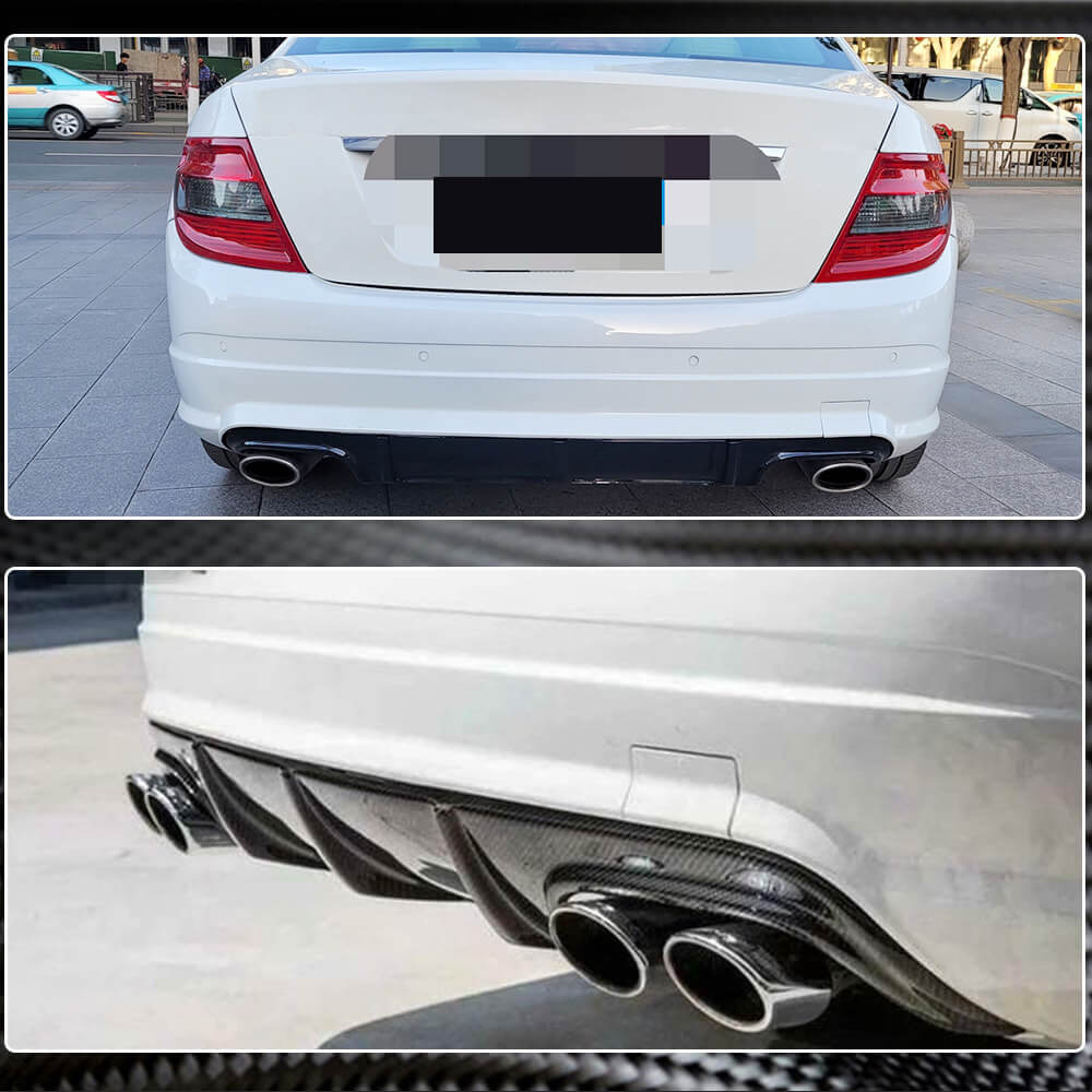 Mercedes Benz W204 C63 AMG Pre-facelift 2008-2011 Rear Bumper Diffuser Carbon Fiber-Ahacarbon