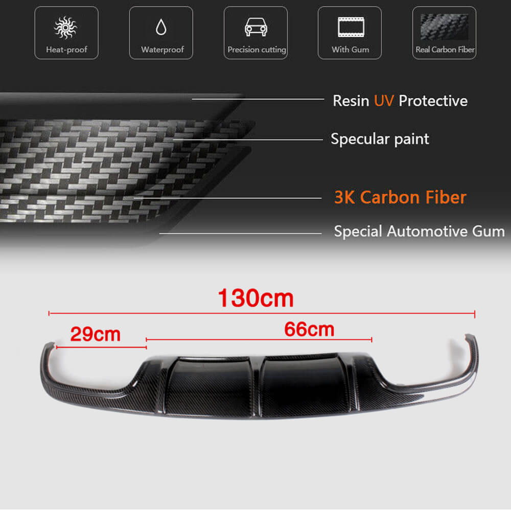 Mercedes Benz W204 C63 AMG Pre-facelift 2008-2011 Rear Bumper Diffuser Carbon Fiber-Ahacarbon