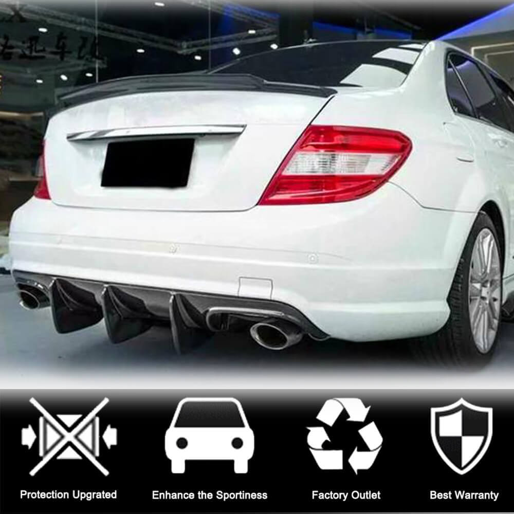Mercedes Benz C Class W204 C63 AMG Pre-facelift 2008-2011 Rear Bumper Diffuser Carbon Fiber-Ahacarbon