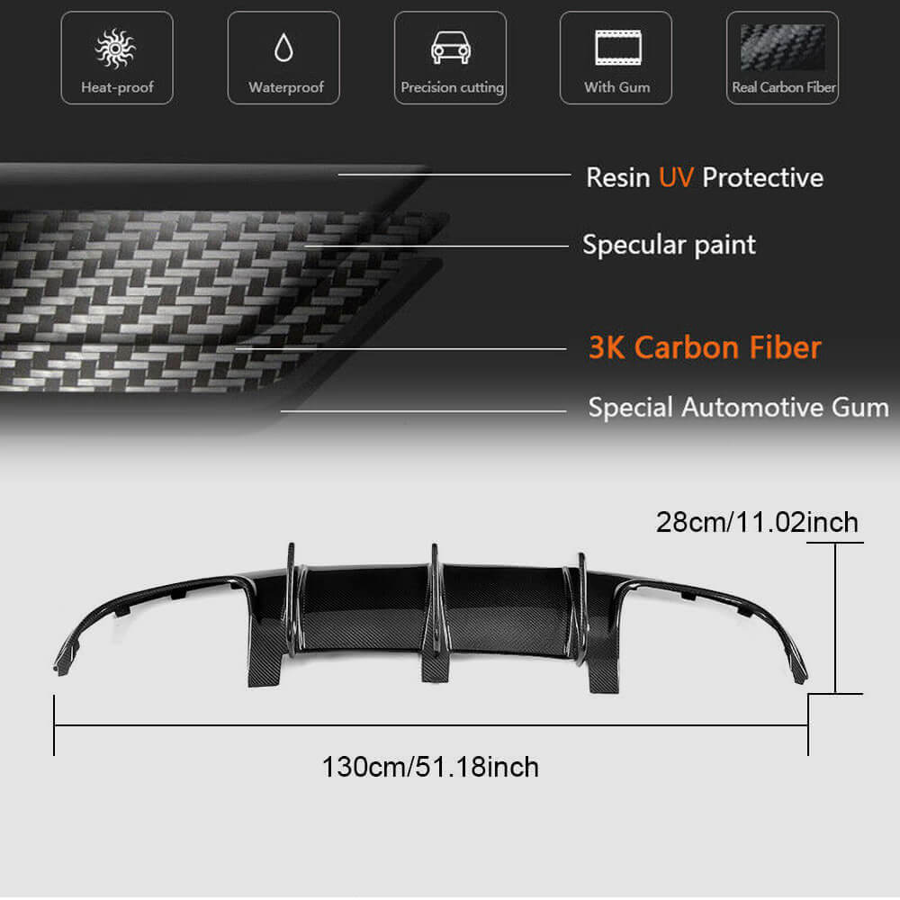Mercedes Benz C Class W204 C63 AMG Pre-facelift 2008-2011 Rear Bumper Diffuser Carbon Fiber-Ahacarbon