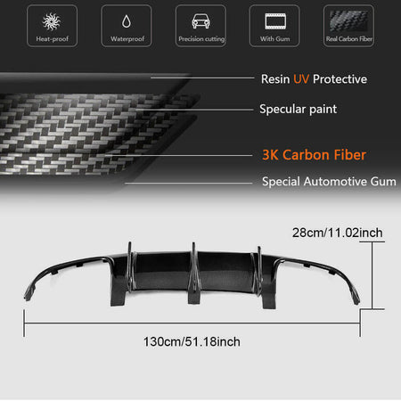 Mercedes Benz C Class W204 C63 AMG Pre-facelift 2008-2011 Rear Bumper Diffuser Carbon Fiber-Ahacarbon