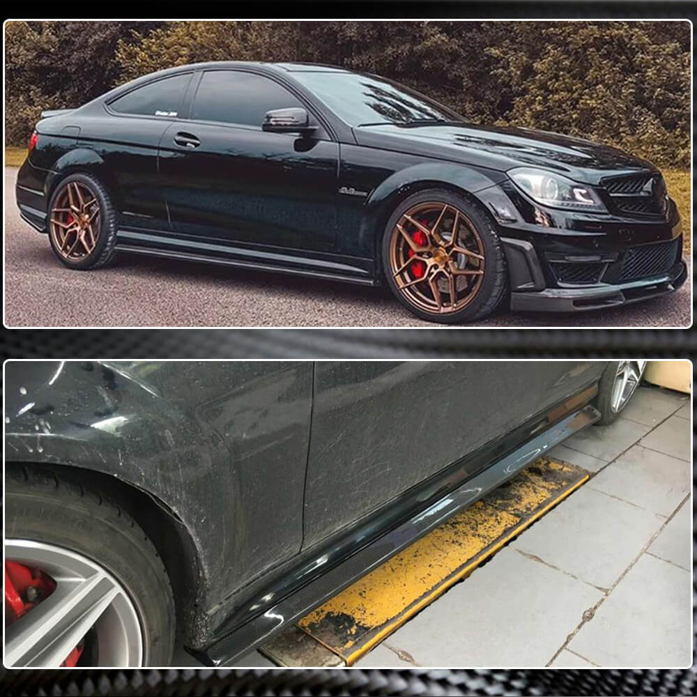 Mercedes Benz W204 C63 AMG 2008-2014 Side Skirts Carbon Fiber-Ahacarbon