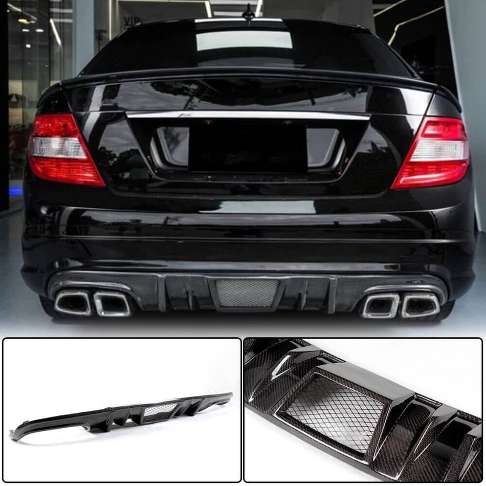 Mercedes Benz W204 C63 AMG Pre-facelift 2008-2011 Rear Bumper Diffuser Carbon Fiber-Ahacarbon