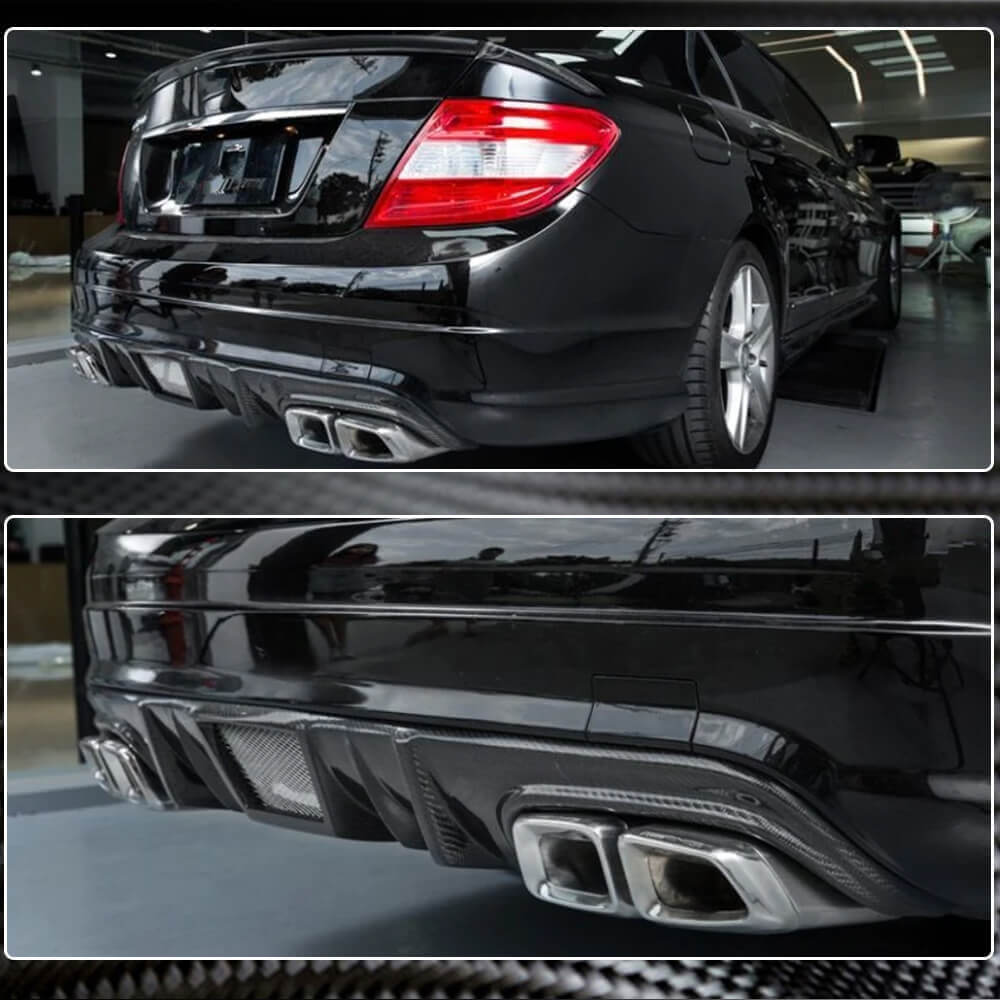 Mercedes Benz W204 C63 AMG Pre-facelift 2008-2011 Rear Bumper Diffuser Carbon Fiber-Ahacarbon