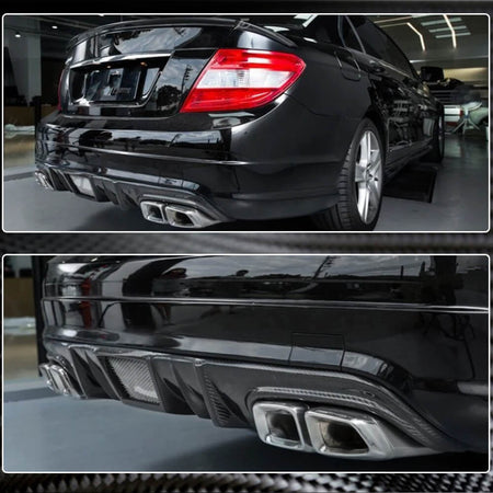 Mercedes Benz W204 C63 AMG Pre-facelift 2008-2011 Rear Bumper Diffuser Carbon Fiber-Ahacarbon