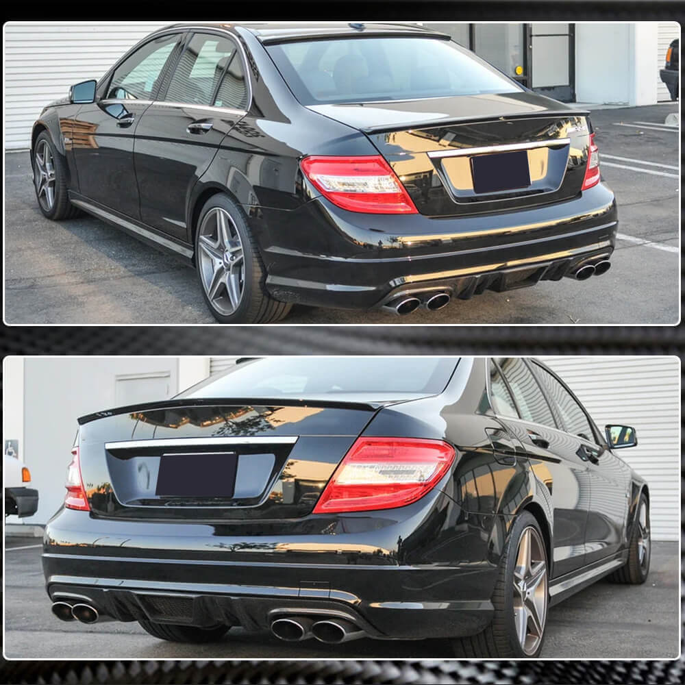 Mercedes Benz W204 C63 AMG Pre-facelift 2008-2011 Rear Bumper Diffuser Carbon Fiber-Ahacarbon