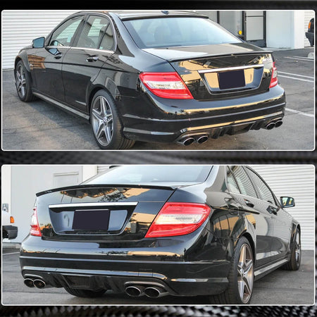 Mercedes Benz W204 C63 AMG Pre-facelift 2008-2011 Rear Bumper Diffuser Carbon Fiber-Ahacarbon
