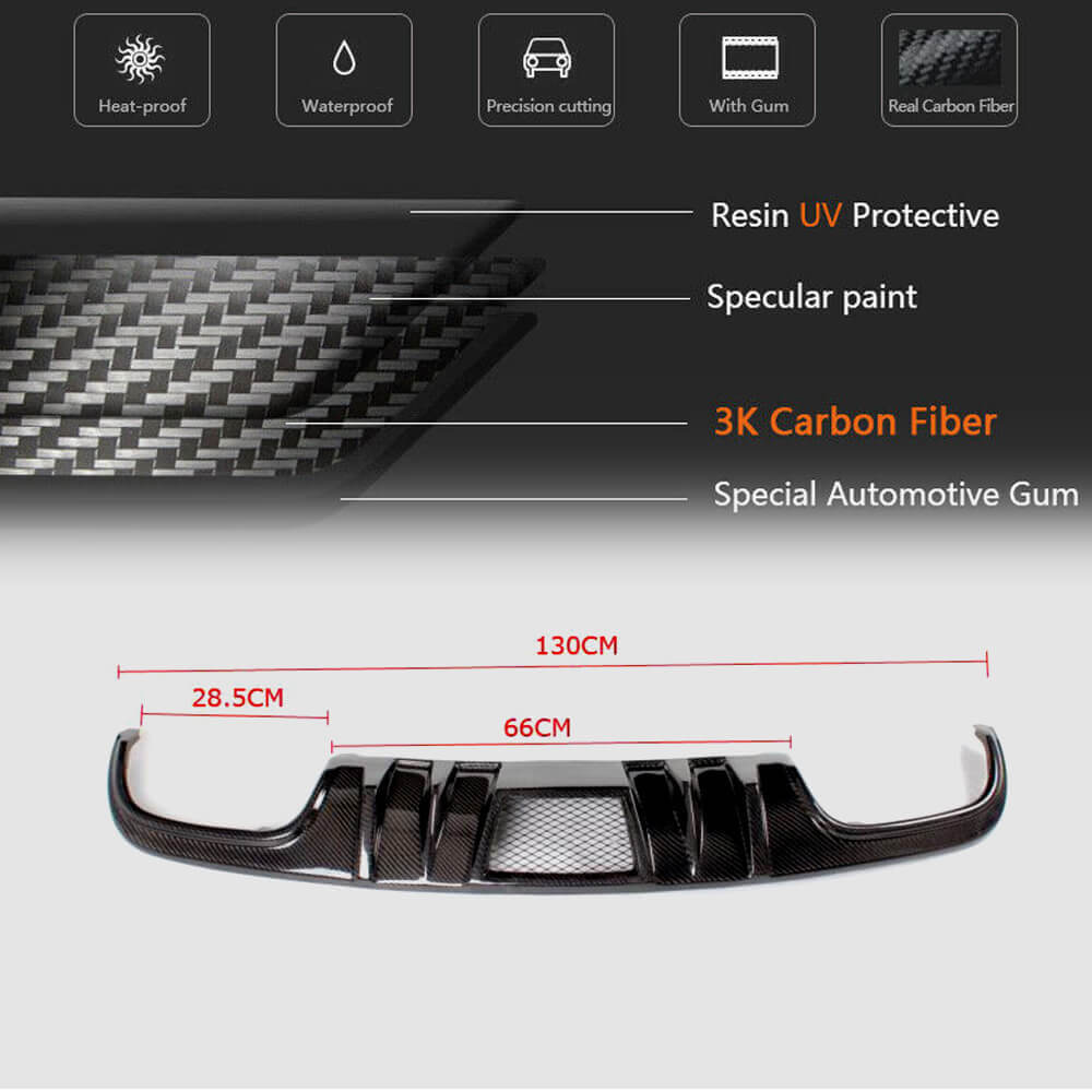 Mercedes Benz W204 C63 AMG Pre-facelift 2008-2011 Rear Bumper Diffuser Carbon Fiber-Ahacarbon
