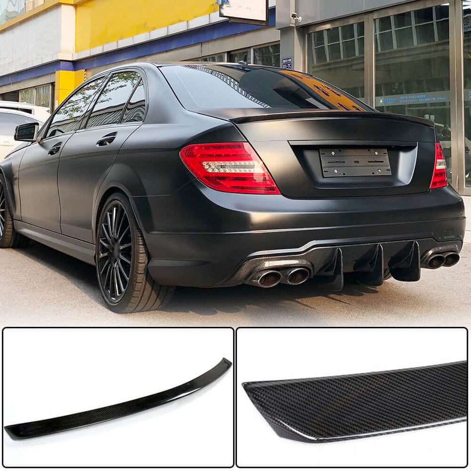 Mercedes Benz C Class W204 2007-2014 Rear Trunk Spoiler Carbon Fiber-Ahacarbon