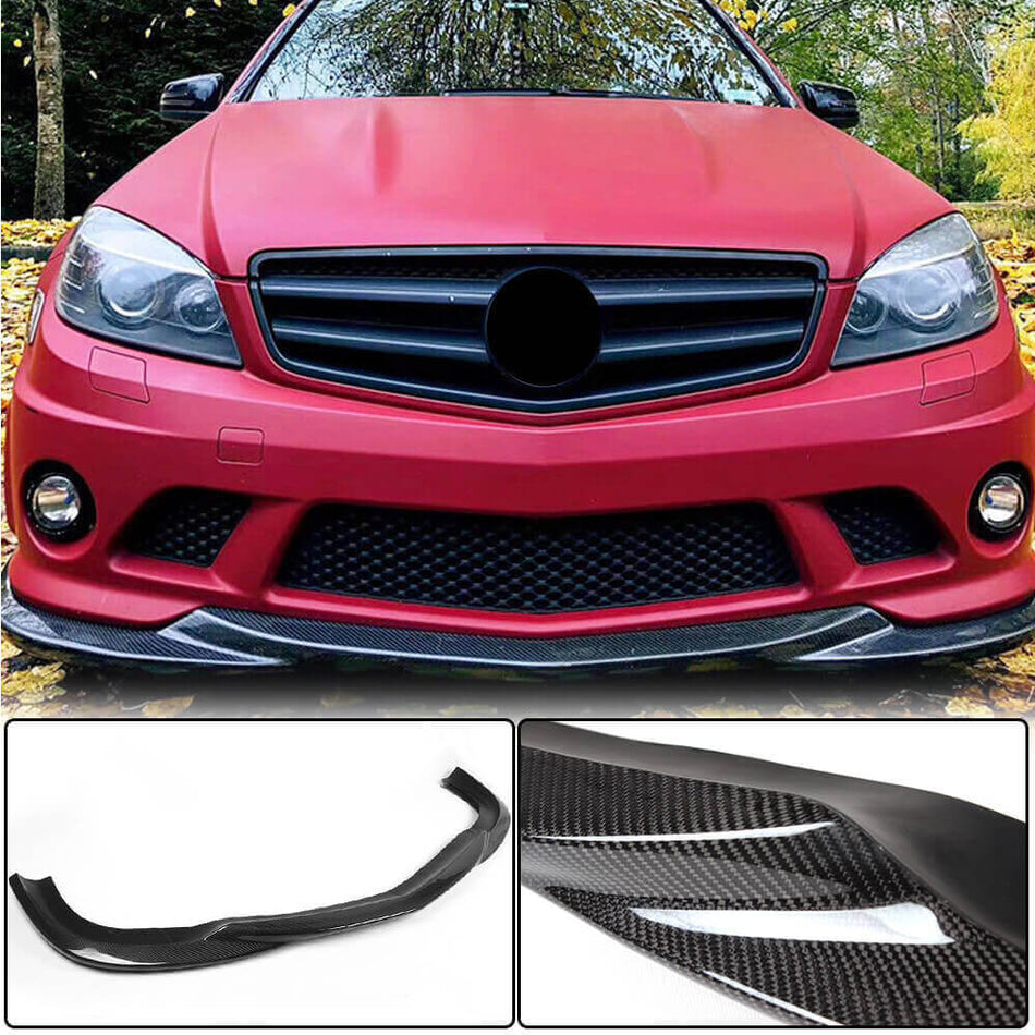 Mercedes Benz W204 C63 AMG Pre-facelift 2008-2011 Front Bumper Lip Carbon Fiber-Ahacarbon
