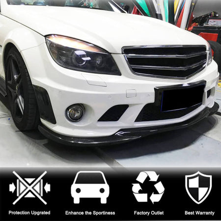 Mercedes Benz W204 C63 AMG Pre-facelift 2008-2011 Front Bumper Lip Carbon Fiber-Ahacarbon