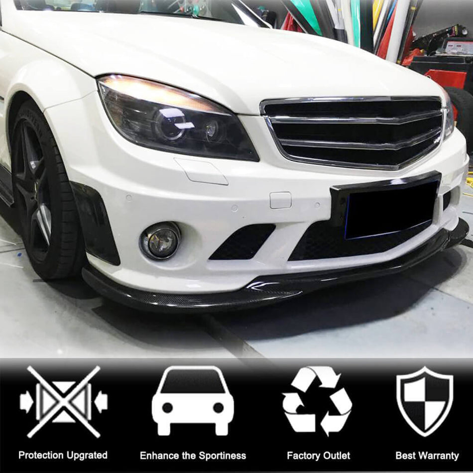 Mercedes Benz W204 C63 AMG Pre-facelift 2008-2011 Front Bumper Lip Carbon Fiber-Ahacarbon